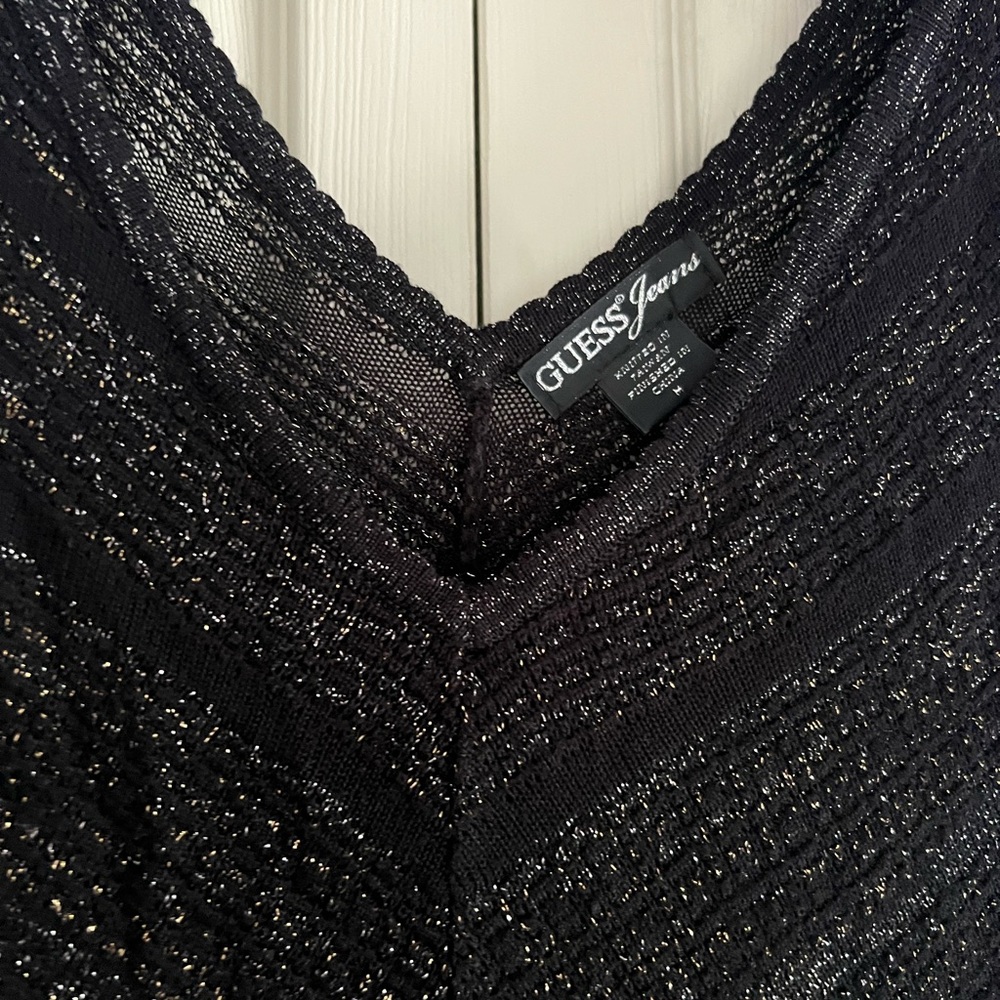 Guess Elegant Black and Gold Long Sleeve Dress - Picture 2 of 8